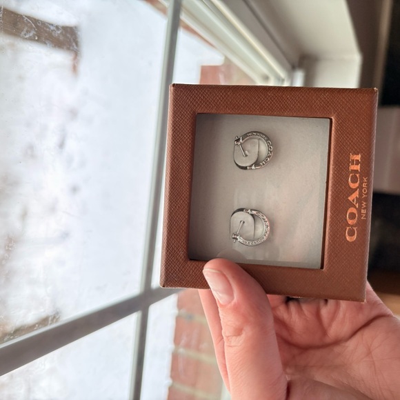 Coach Silver-Tone Hoop Earrings - Picture 3 of 3